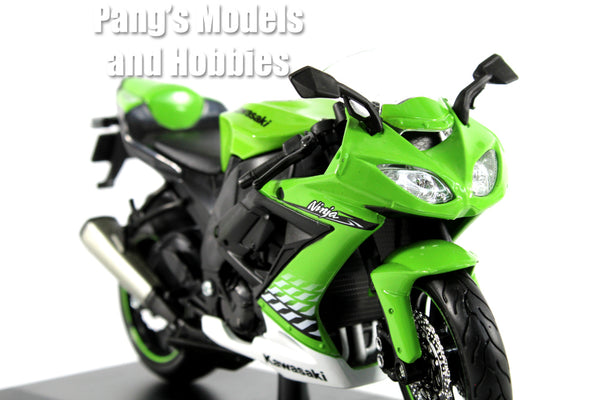 2010 Kawasaki Ninja ZX-10R Green with Plastic Display Stand 1/12 Diecast Motorcycle Model by Maisto