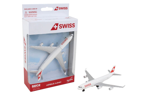 5.75 Inch Airbus A340 Swiss 1/436 Scale Diecast Airplane Model by Daron (Single Plane)