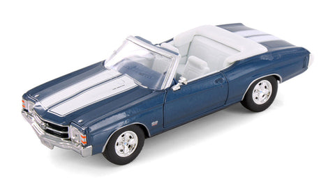 1971 Chevrolet Chevelle SS 454 Convertible - BLUE - 1/24 Diecast Metal Model by Welly