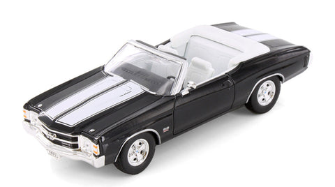 1971 Chevrolet Chevelle SS 454 Convertible - BLACK - 1/24 Diecast Metal Model by Welly
