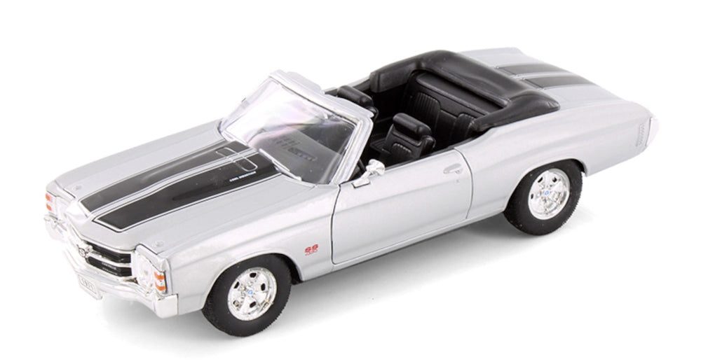 1971 Chevrolet Chevelle SS 454 Convertible - SILVER - 1/24 Diecast Metal Model by Welly