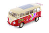 1963 Volkswagen VW T1 Bus Van - RED - Peace & Love 1/24 Diecast Model by Welly
