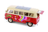 1963 Volkswagen VW T1 Bus Van - RED - Peace & Love 1/24 Diecast Model by Welly