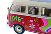 1963 Volkswagen VW T1 Bus Van - RED - Peace & Love 1/24 Diecast Model by Welly