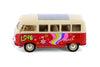 1963 Volkswagen VW T1 Bus Van - RED - Peace & Love 1/24 Diecast Model by Welly