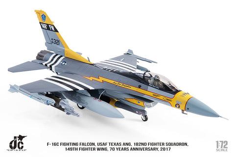 Lockheed Martin F-16 F-16C 182nd FS, 149th FW, Texas ANG "Lone Star Gunfighters", USAF - 1/72 Scale diecast metal model by JC Wings