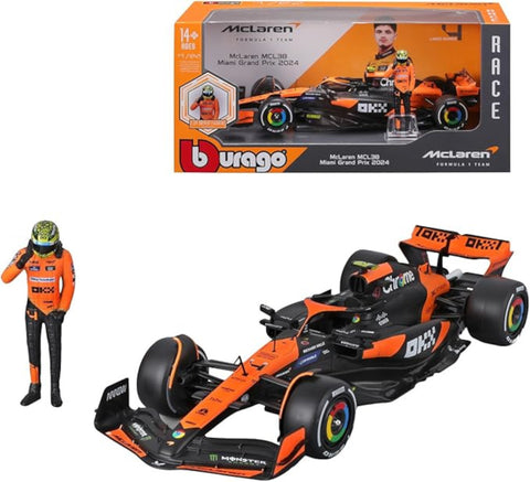 2024 Miami - McLaren Formula 1 F1 MCL38 #4 Lando Norris 1/24 Diecast Metal Model by Bburago