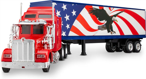 Kenworth W900 American Flag and Eagle Trailer Truck 1/43 Scale Model by NewRay