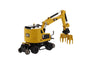 CAT M323F Railroad Wheel Excavator - Safety Yellow Version - HO 1/87 Scale Diecast Model - Diecast Masters