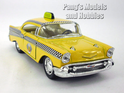 5 Inch 1957 Chevy Bel Air Taxi Yellow Cab 1/32 Scale Diecast Metal Model by Kinsmart