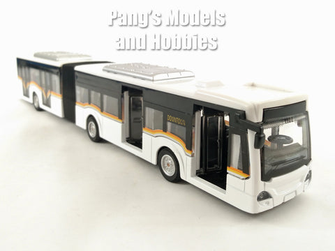 11.5 Inch Articulated Bus - Lights and Sounds - White - 1/62 Scale with Light and Sound Diecast Model