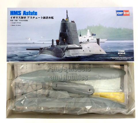 HMS Astute Nuclear Attack Submarine - Royal Navy - 1/350 Scale Model Kit Assembly Needed - Hobby Boss