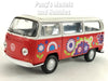 Volkswagen -VW T2 Type 2 1967 Bus - Flower - Red - 1/38 Scale Diecast Model by Welly