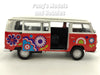 Volkswagen -VW T2 Type 2 1967 Bus - Flower - Red - 1/38 Scale Diecast Model by Welly