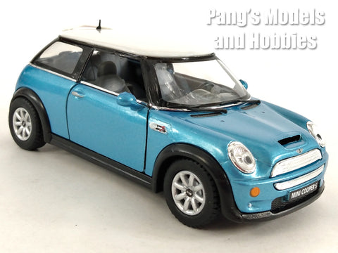 Mini Cooper S 1/28 Scale Diecast Metal Model by Kinsmart - Blue