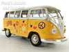 Volkswagen (VW) T1 Type-2 Bus 1962 - Peace & Love - Yellow - 1/24 Diecast Metal Model by Welly