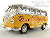 Volkswagen (VW) T1 Type-2 Bus 1962 - Peace & Love - Yellow - 1/24 Diecast Metal Model by Welly