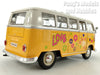 Volkswagen (VW) T1 Type-2 Bus 1962 - Peace & Love - Yellow - 1/24 Diecast Metal Model by Welly