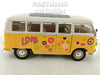 Volkswagen (VW) T1 Type-2 Bus 1962 - Peace & Love - Yellow - 1/24 Diecast Metal Model by Welly