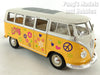 Volkswagen (VW) T1 Type-2 Bus 1962 - Peace & Love - Yellow - 1/24 Diecast Metal Model by Welly