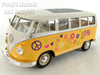 Volkswagen (VW) T1 Type-2 Bus 1962 - Peace & Love - Yellow - 1/24 Diecast Metal Model by Welly