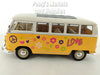 Volkswagen (VW) T1 Type-2 Bus 1962 - Peace & Love - Yellow - 1/24 Diecast Metal Model by Welly