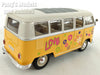 Volkswagen (VW) T1 Type-2 Bus 1962 - Peace & Love - Yellow - 1/24 Diecast Metal Model by Welly