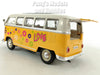 Volkswagen (VW) T1 Type-2 Bus 1962 - Peace & Love - Yellow - 1/24 Diecast Metal Model by Welly