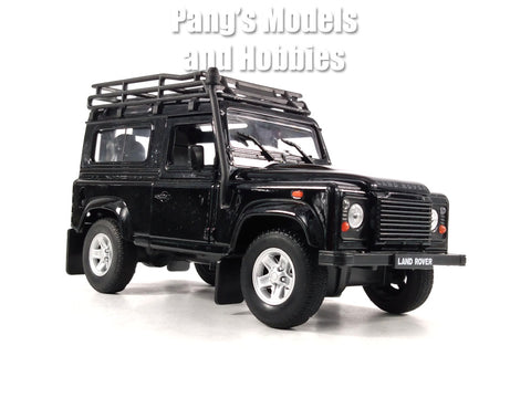 Land Rover Defender with Roof Rack and Snorkel Kit - Black - 1/24 Scale Diecast Car Model by Welly