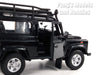 Land Rover Defender with Roof Rack and Snorkel Kit - Black - 1/24 Scale Diecast Car Model by Welly