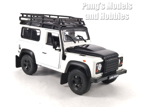 Land Rover Defender with Roof Rack and Snorkel Kit - White - 1/24 Scale Diecast Car Model by Welly