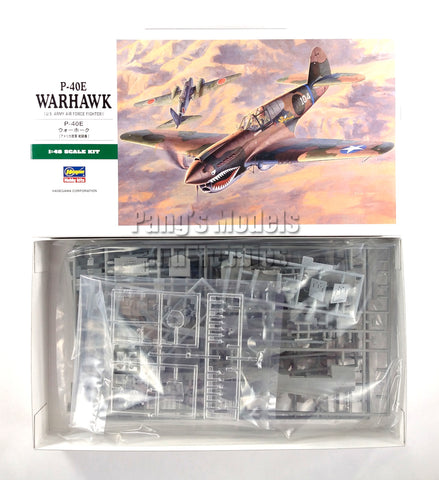 Curtis P-40 P-40E Warhawk USAAF "Fly Tigers" 1/48 Scale Plastic Model Kit (Assembly Required) by Hasegawa