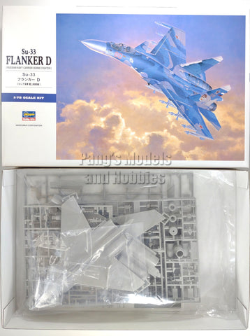 Su-33 Flanker D Carrier Based Aircraft - Russian Navy 1/72 Scale Plastic Model Kit (Assembly Required) by Hasegawa