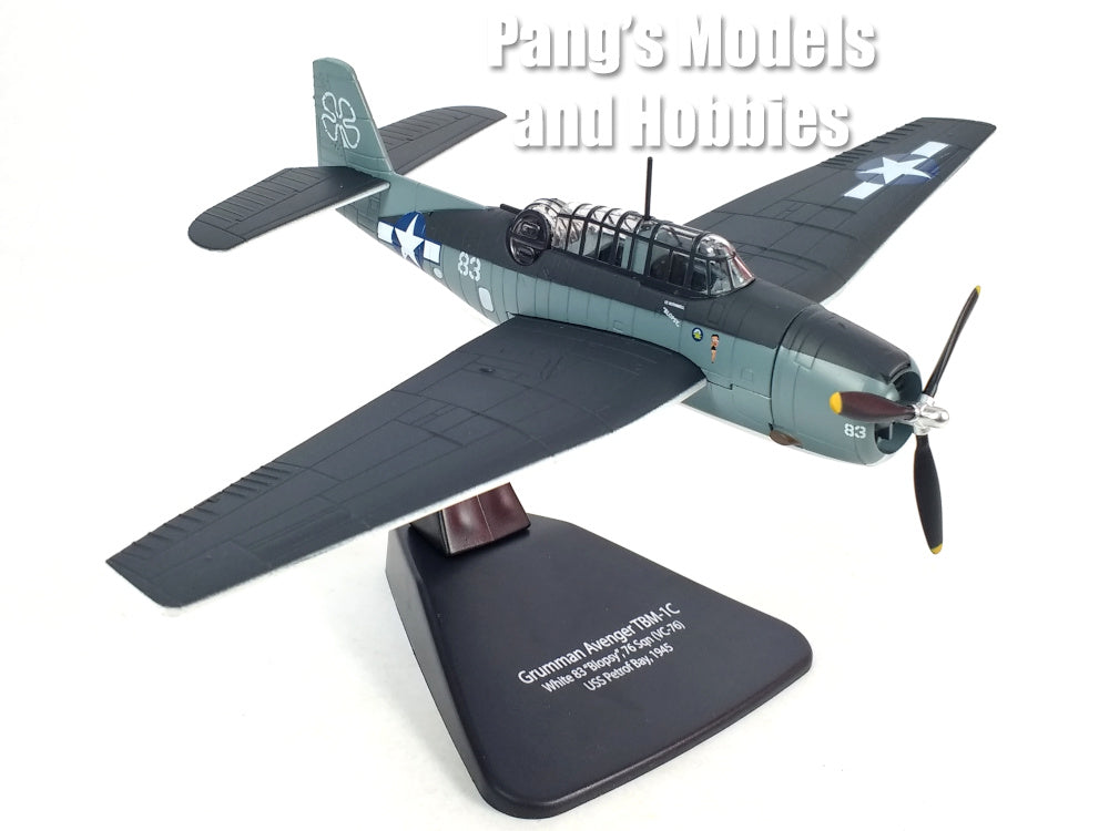 Grumman TBF TBM Avenger Torpedo Bomber  White 83 Blopsy, VC-76 USS Petrof Bay, 1945, US NAVY - 1/72 Scale Diecast Metal Model by Oxford