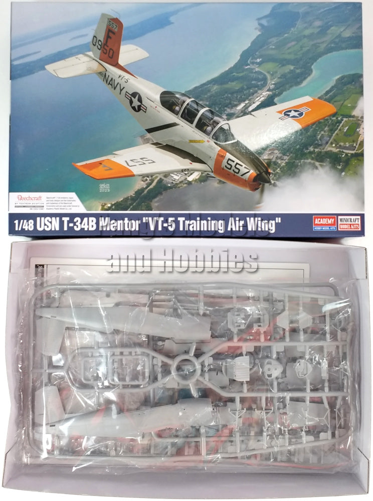 Beechcraft T-34 T-34B Mentor VT-5 TAW, US NAVY - 1/48 Scale Plastic Model Kit (Assembly Required) by Italeri