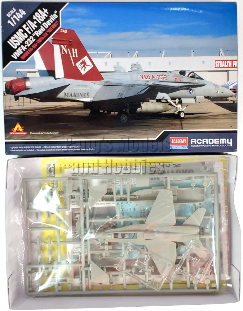 F/A-18 F/A-18A+ Hornet VMFA-232 "Red Devils" USMC or VFA-192 "World Famous Golden Dragons" US NAVY 1/144 Scale Plastic Model Kit (Assembly Required) by Academy