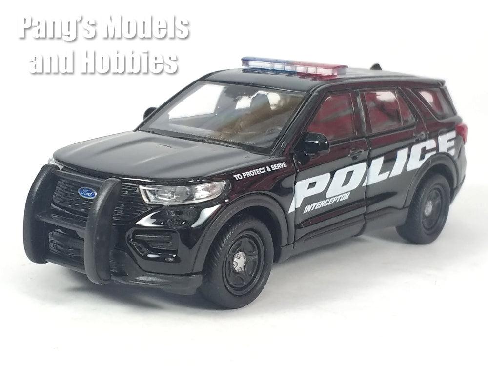 4.75 Inch 2023 Ford Explorer Police Interceptor - BLACK - 1/42 Scale Diecast Model by Welly