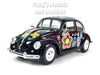 1967 Volkswagen VW Classic Beetle -  Black Flowers - 1/24 Scale Diecast Metal Model by Kinsmart