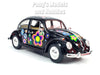 1967 Volkswagen VW Classic Beetle -  Black Flowers - 1/24 Scale Diecast Metal Model by Kinsmart