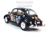 1967 Volkswagen VW Classic Beetle -  Black Flowers - 1/24 Scale Diecast Metal Model by Kinsmart