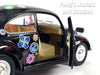1967 Volkswagen VW Classic Beetle -  Black Flowers - 1/24 Scale Diecast Metal Model by Kinsmart