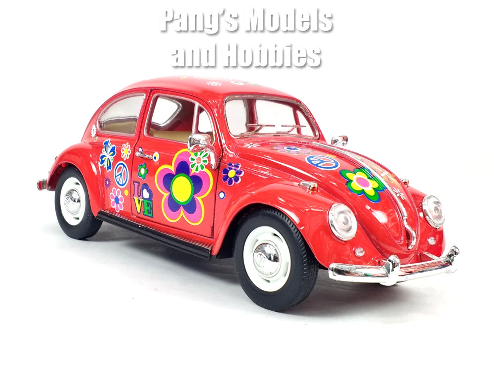1967 Volkswagen VW Classic Beetle -  Red Flowers - 1/24 Scale Diecast Metal Model by Kinsmart (Copy)