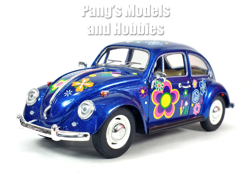 1967 Volkswagen VW Classic Beetle -  Blue Flowers - 1/24 Scale Diecast Metal Model by Kinsmart (Copy)