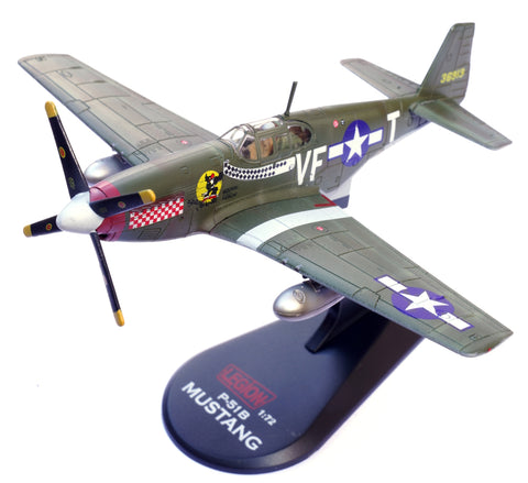 P-51 P-51B Mustang "Shangri-La" 23.83-victory ace Maj. Dominic "Don" Gentile, 336th Fighter Squadron, 4th Fighter Group, USAAF, RAF Debden, April 1944 1/72 Scale Diecast Metal Model by Legion