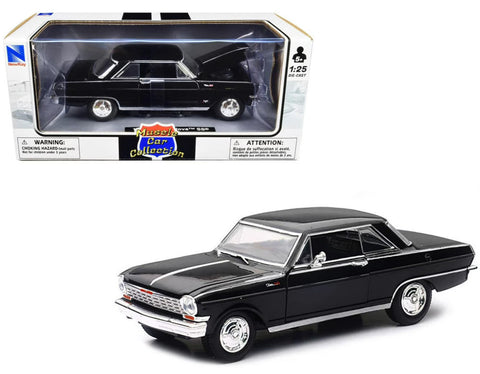 1964 Chevrolet Nova SS - BLACK - 1/25 Scale Diecast Metal Car Model by Newray