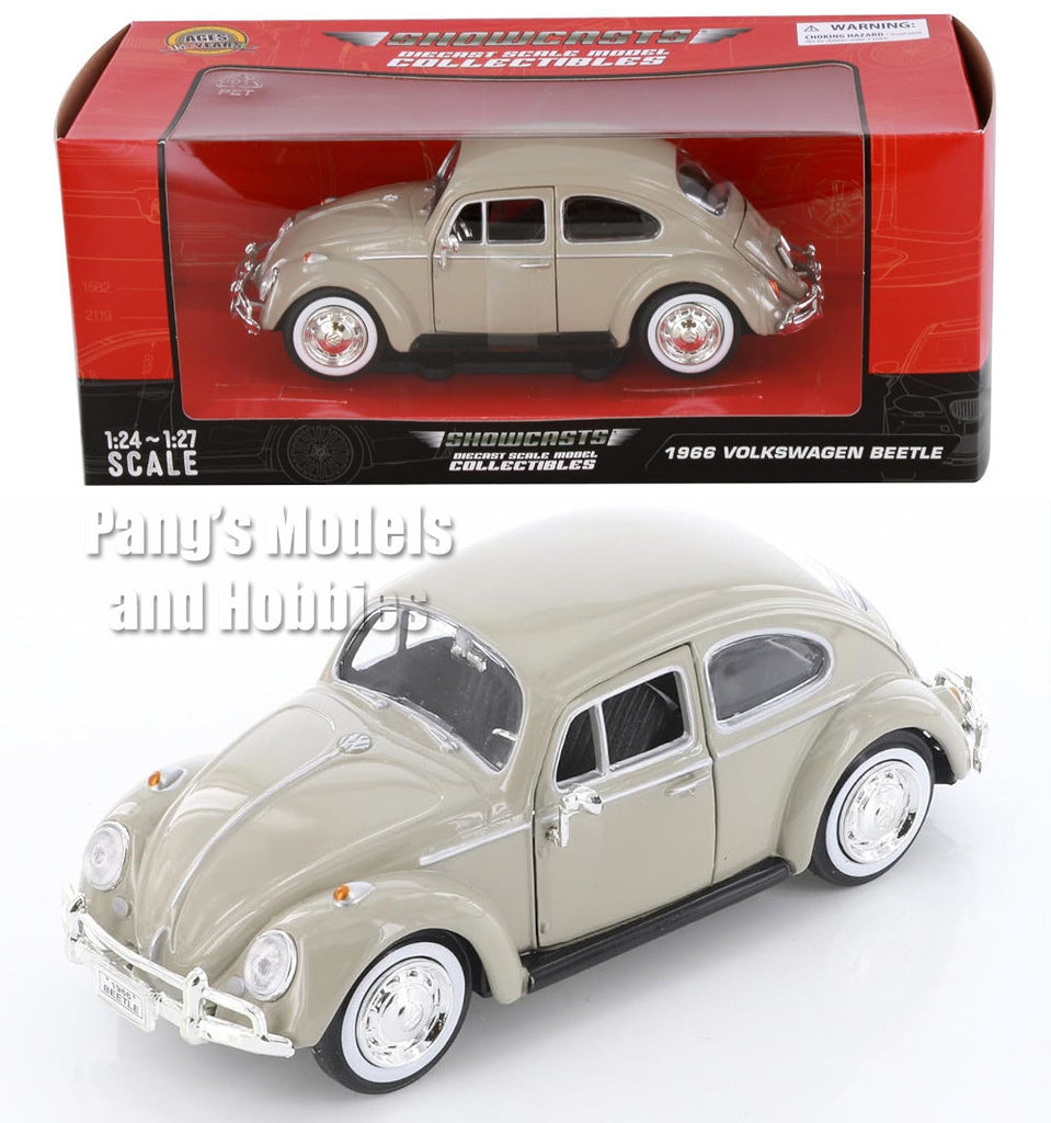 1966 Volkswagen VW Classic Beetle - BEIGE - 1/24 Scale Diecast Metal Model by Showcasts w/ BOX