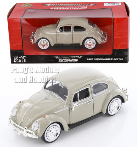 1966 Volkswagen VW Classic Beetle - BEIGE - 1/24 Scale Diecast Metal Model by Showcasts w/ BOX