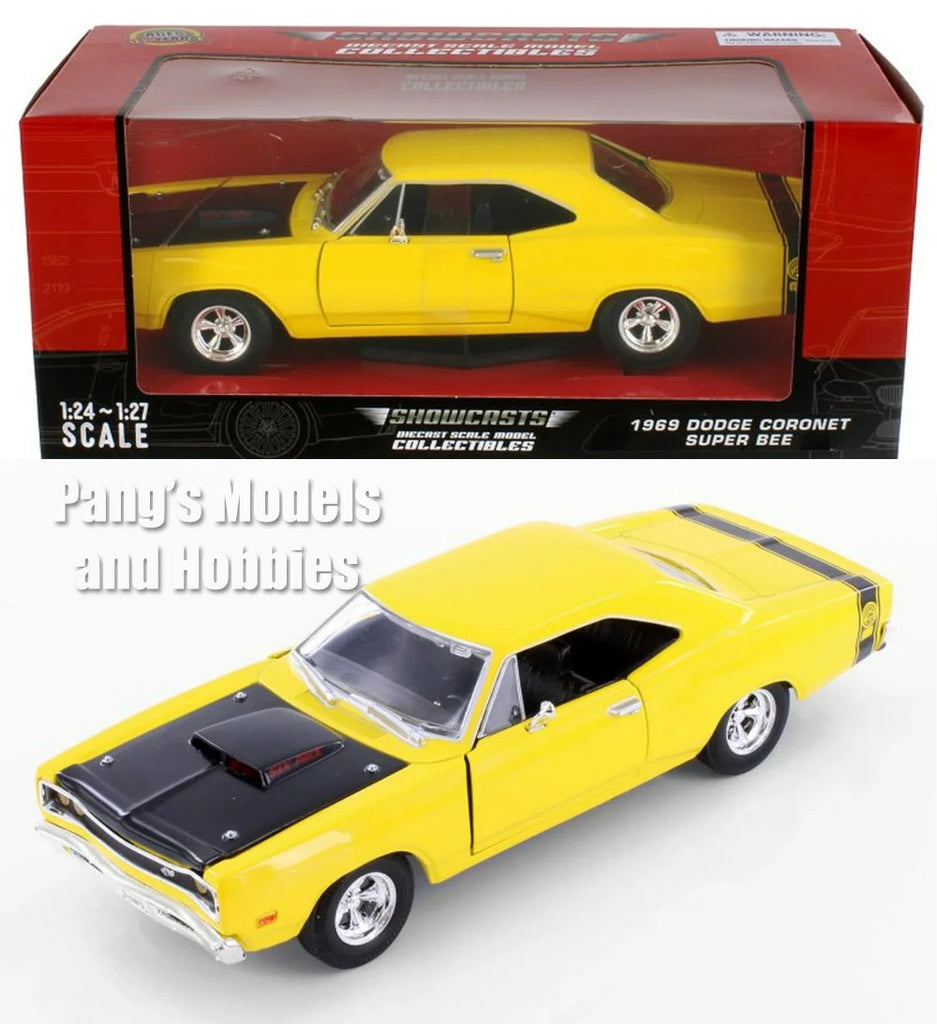 1969 Dodge Coronet Super Bee - YELLOW - 1/24 Scale Diecast Model by Showcasts w/ BOX