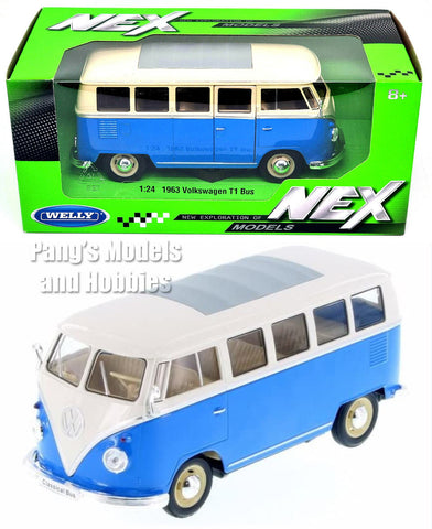 1963 Volkswagen VW T1 Bus Van - BLUE 1/24 Diecast Model by Welly w/ BOX