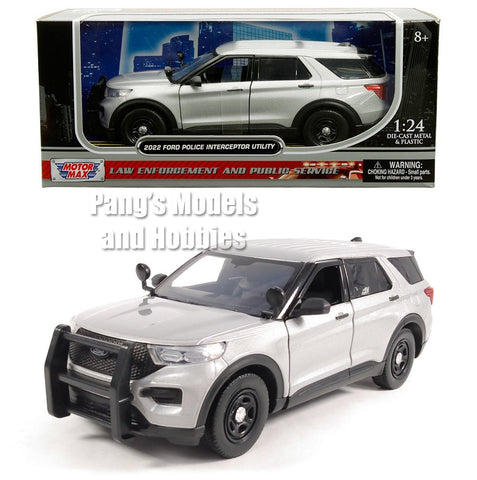 2022 Ford Explorer Police Interceptor SUV - SILVER - 1/24 Scale Diecast Model by Motormax